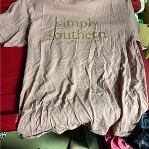 Simply Southern Blush Tee with Gold Logo